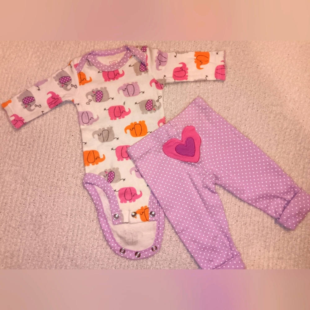 Newborn girl elephant 2 piece outfit